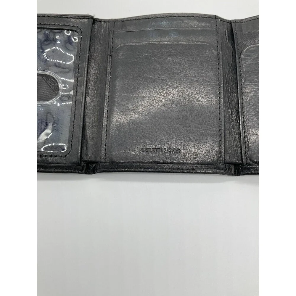 Fossil Wallet Black Genuine Leather Trifold‎ ID & Card Slots